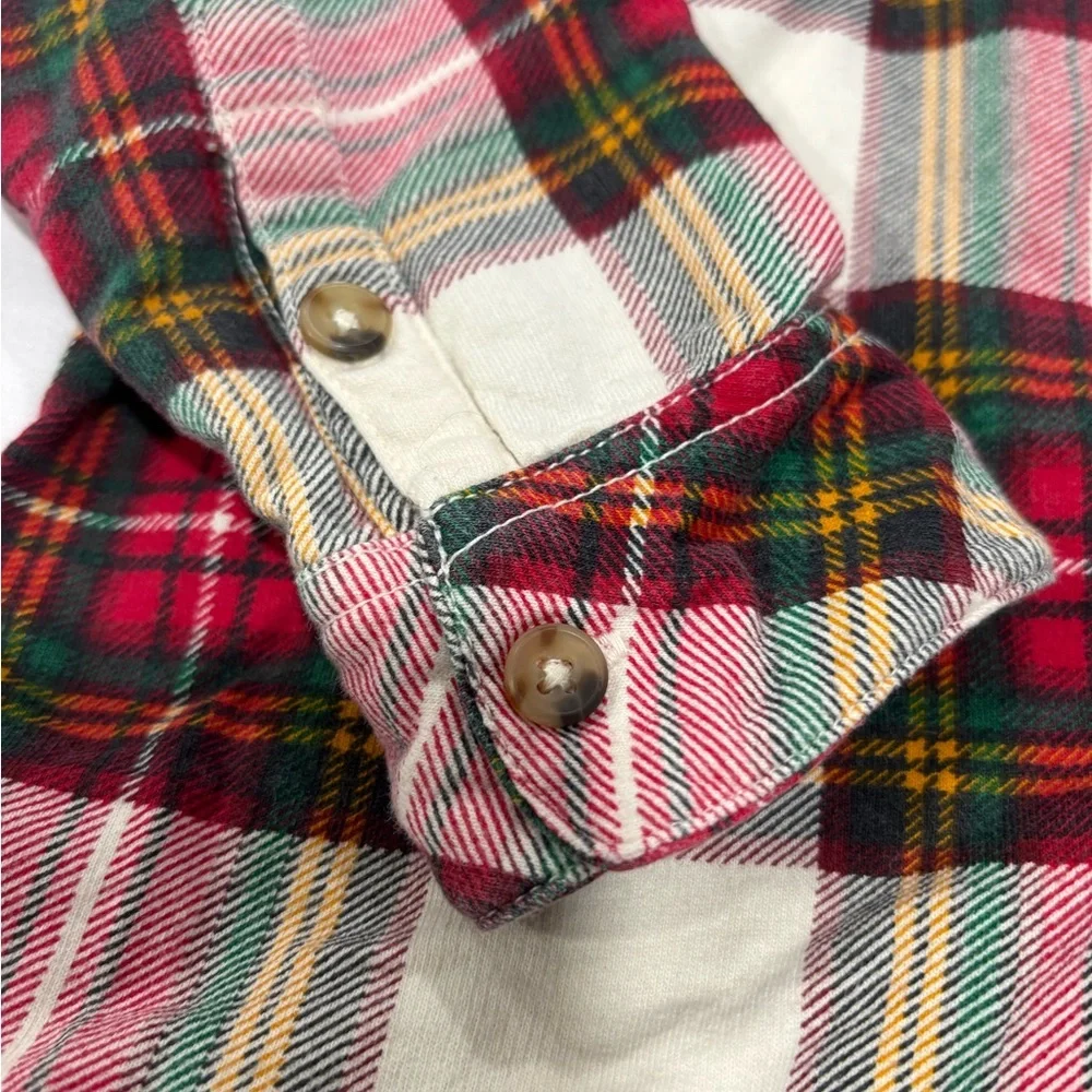 Hanna Andersson Holiday Plaid Flannel Shirt | Red Green Tartan | Boys 5